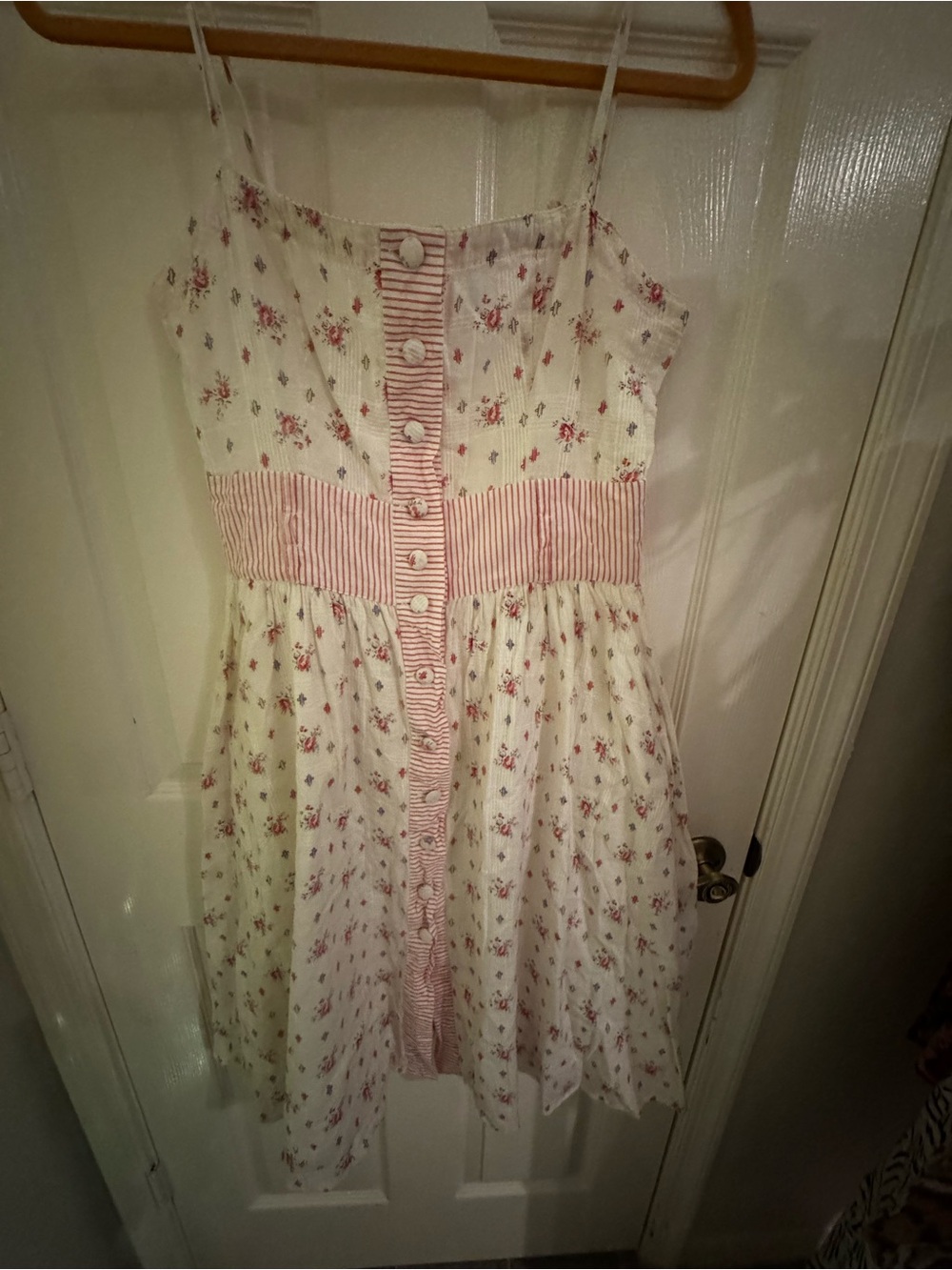 Anthropologie Odille Floral Dress Cottagecore Pink White Button Front Size 6